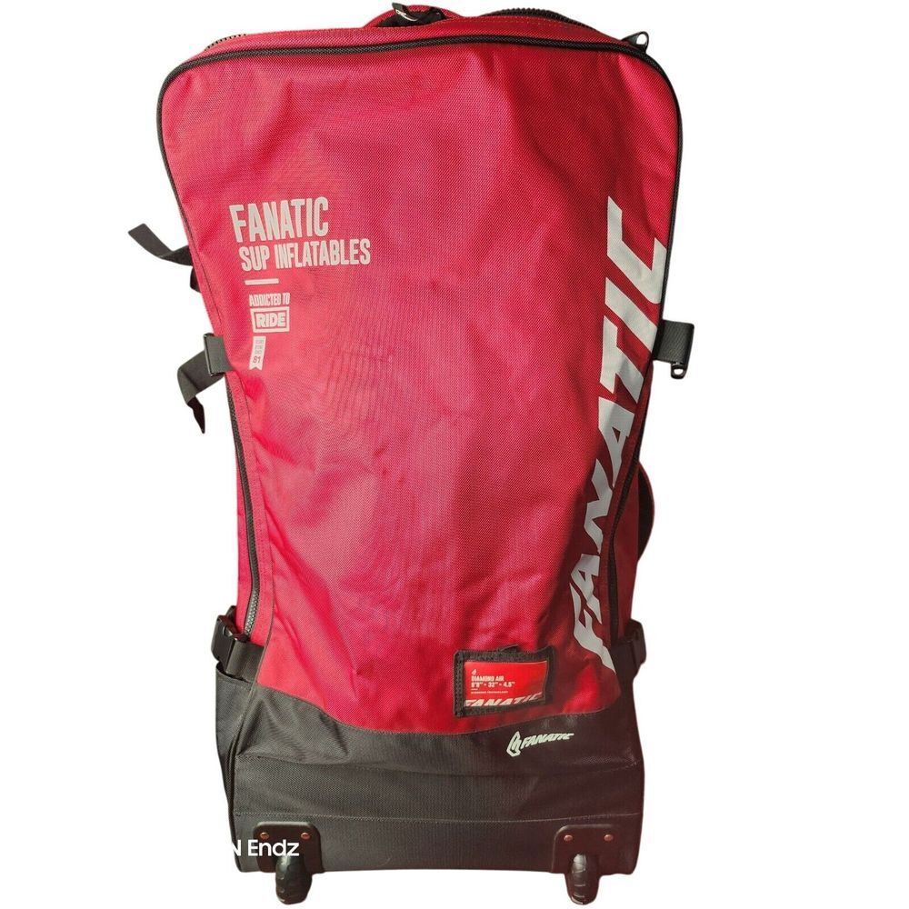 Fanatic SUP Inflatable Travel Backpack‎ With Wheels 98" Red & Black For Stand-Up